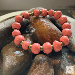 Pink Clay Bead Stretch Bracelet - Earthy Boho Chic Accessory Pink Clay Bead Stretch Bracelet - Earthy Boho Chic Accessory