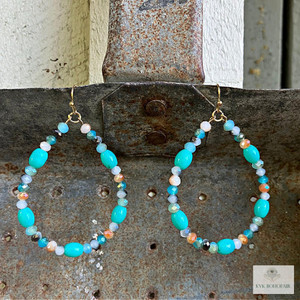 Turquoise Boho Beaded Teardrop Dangle Earrings Turquoise Boho Beaded Teardrop Dangle Earrings