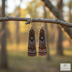 Handcrafted Antique Copper Tribal Earrings - Boho Ethnic Dangles