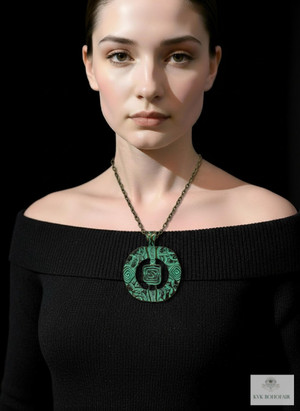 Handcrafted Brass Patina Circle Necklace | Spiral Pendant Jewelry