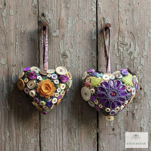 Boho Heart Button Ornament - Valentine Gift for Her