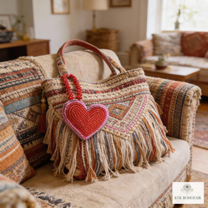 Beaded Heart Bag Charm - Valentine Gift for Her