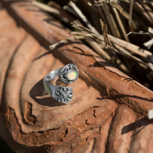 Oxidized Ethiopian Opal Wrap Ring Oxidized Ethiopian Opal Wrap Ring