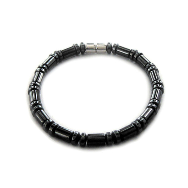Men's Magnetic Hematite Cylinder Bead Bracelet