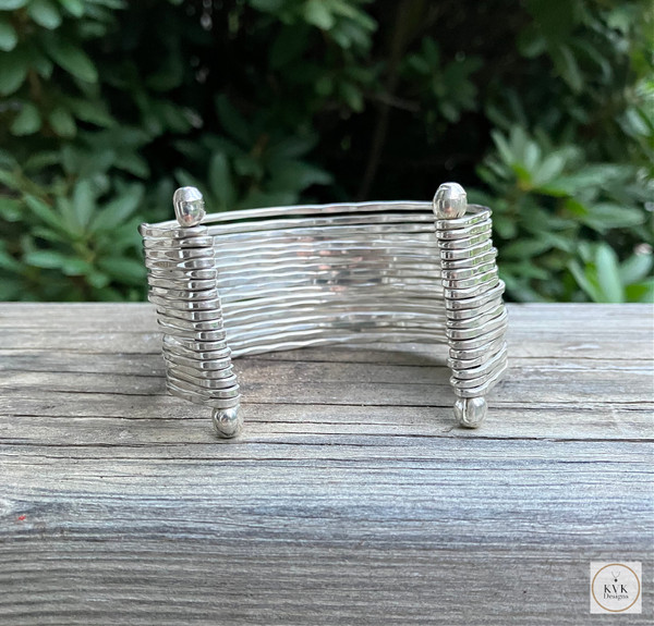 Wide Hammered Silver Cuff Bracelet