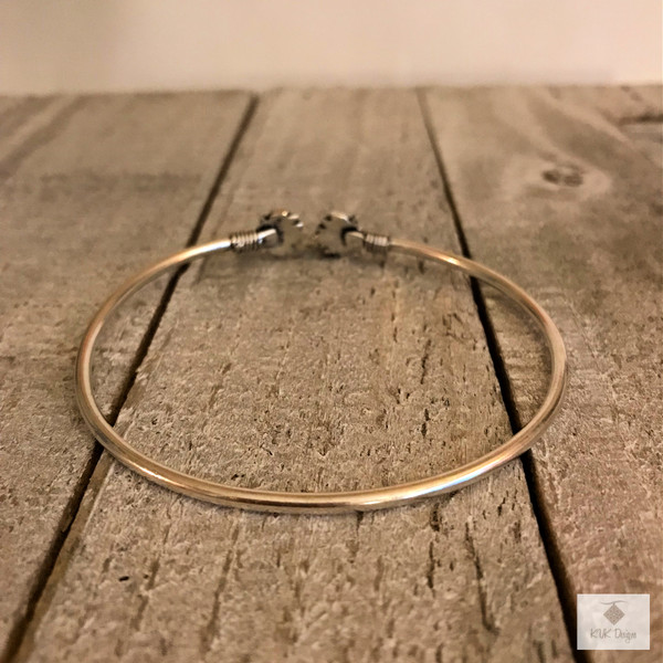 Lotus Flower Silver Bangle Bracelet