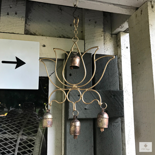 Lotus Flower Wind Chime Outside