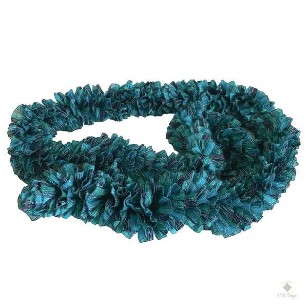 Teal Shimmer Ruffle Scarf - 70 x 3