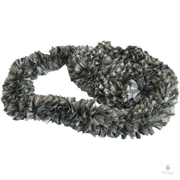 Black Shimmer Ruffle Scarf - 70 x 3