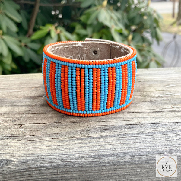Maasai Beaded Cuff Bracelet - Handcrafted Natural Stone Jewelry