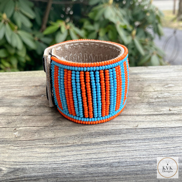 Maasai Beaded Cuff Bracelet - Side