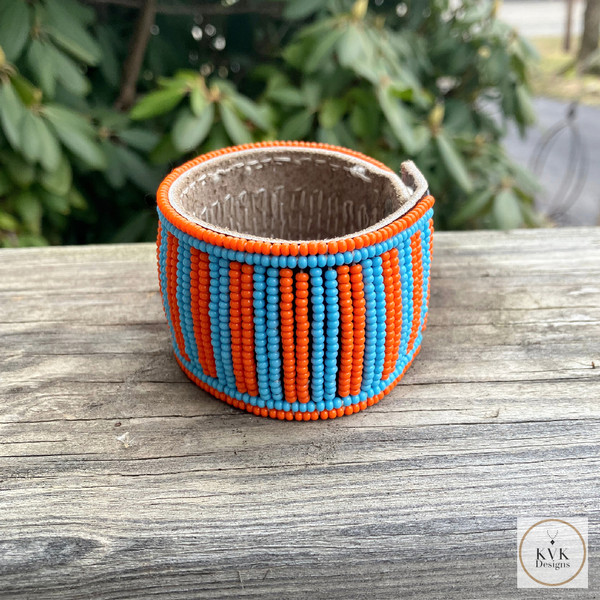 Maasai Beaded Cuff Bracelet - Side