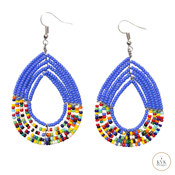 Blue Maasai Beaded Dangle Earrings