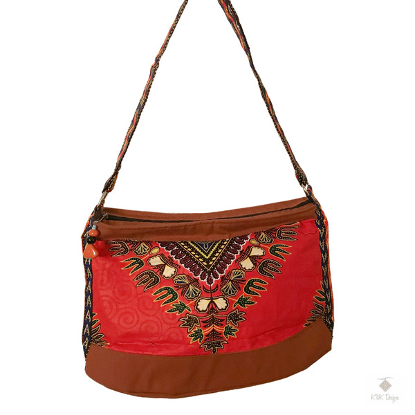 Orange African Dashiki Shoulder Bag 