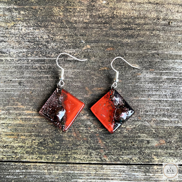 Rust Hand Blown Glass Earrings