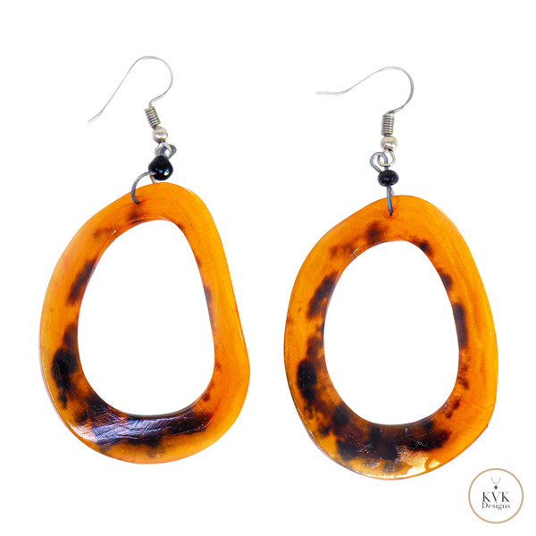 Orange Horn Dangle Earrings