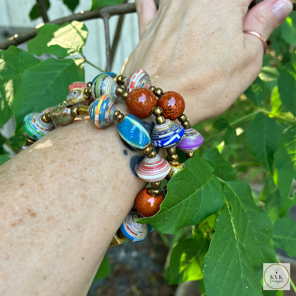 Multicolored Paper Bead Bracelet