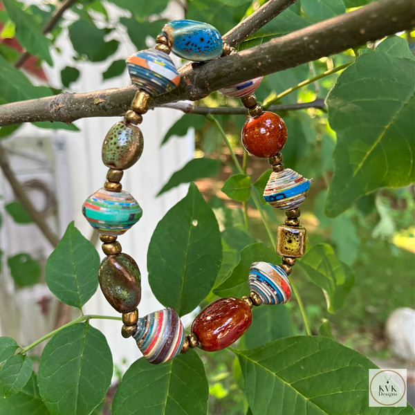 Multicolored Paper Bead Bracelet