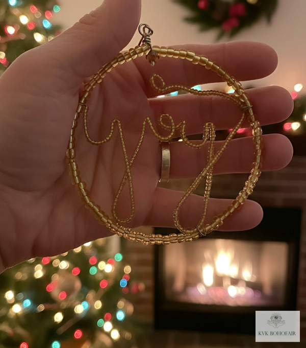 JOY Gold Beaded Ornament