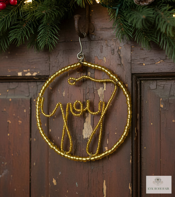 JOY Gold Beaded Ornament