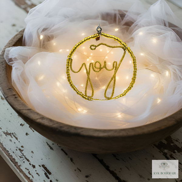 JOY Gold Beaded Ornament