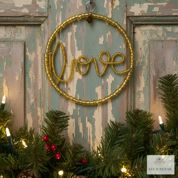 LOVE Gold Beaded Ornament