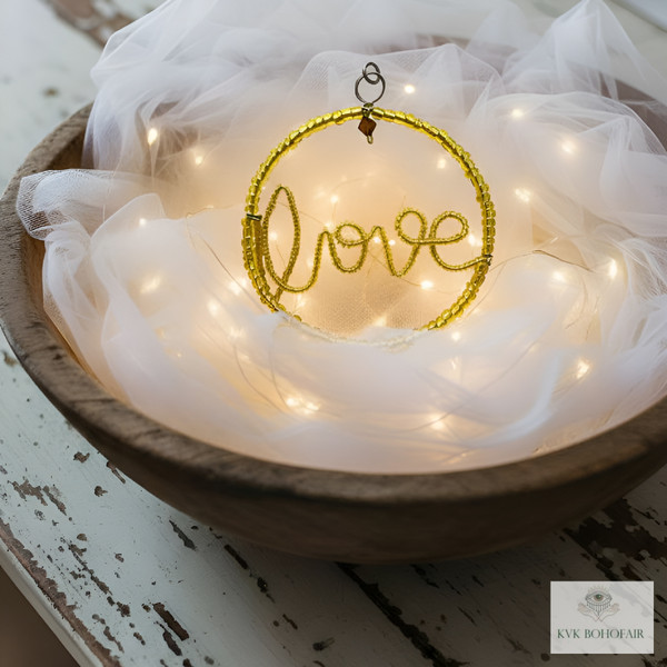 LOVE Gold Beaded Ornament