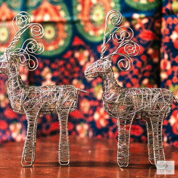 Wrapped Wire Reindeer Sculpture