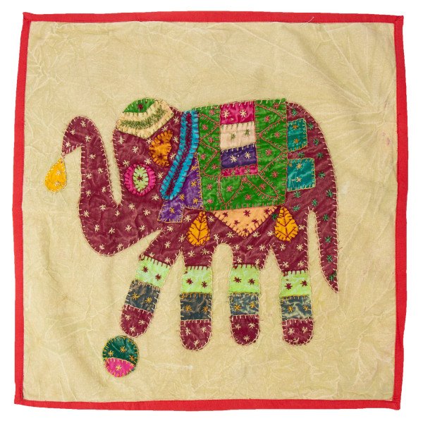 Upcycled Cotton Patchwork Elephant Pillow Cover