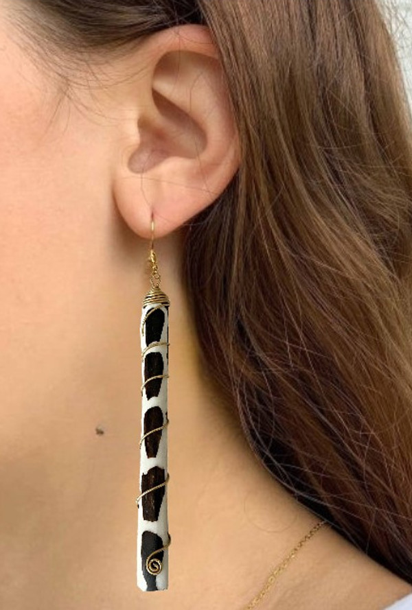 Ethnic Brass & Bone Earrings