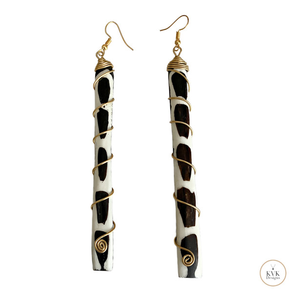 Ethnic Brass & Bone Earrings