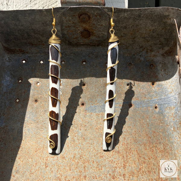 Ethnic Brass & Bone Earrings