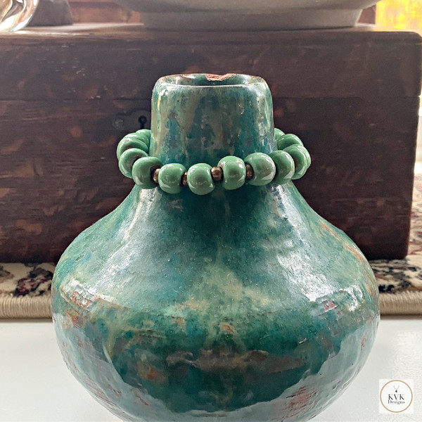 Green Clay Bead Bracelet