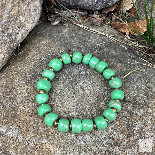 Green Clay Bead Bracelet