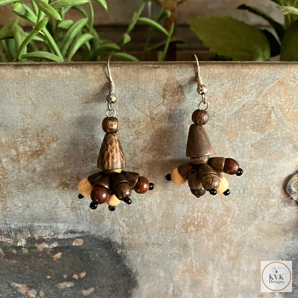 Flora Wood Beaded Earrings