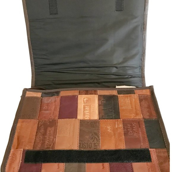 Small Patchwork Label Messenger Bag