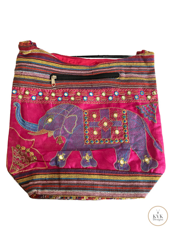 Boho Chic Pink Elephant Crossbody Bag