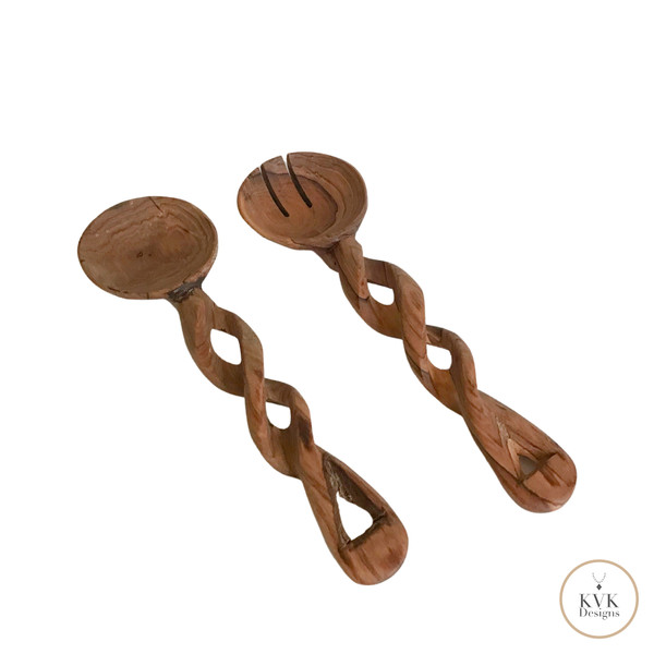 Rustic Braided Handle Serving Spoons