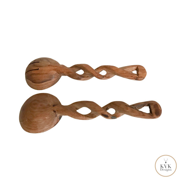 Rustic Braided Handle Serving Spoons