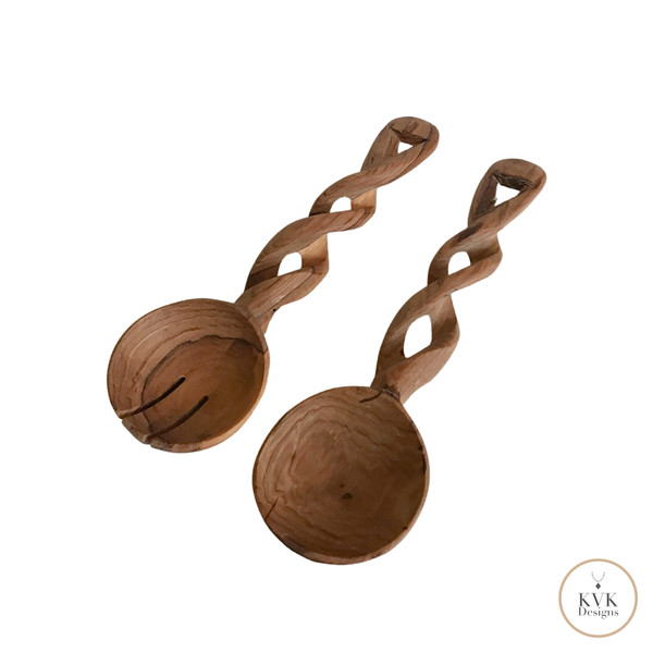Rustic Braided Handle Serving Spoons