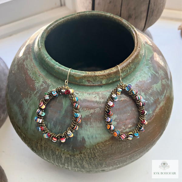 Colorful Teardrop Beaded Earrings