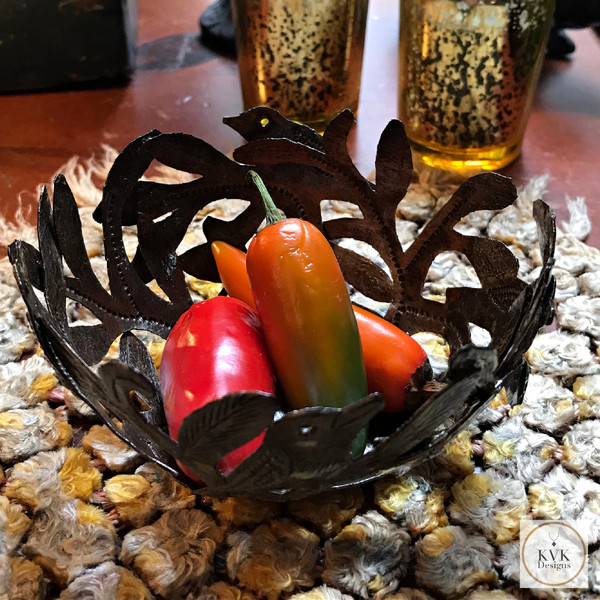 Handcrafted Haitian Metal Bird Bowl