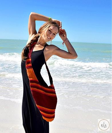 Vibrant Striped Crossbody Bag  - Beach Bag