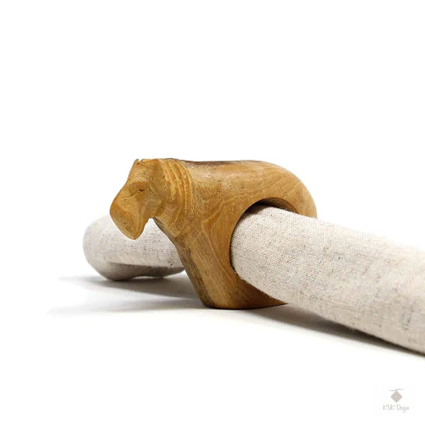 Wooden Lion Wood Napkin Ring with napkin