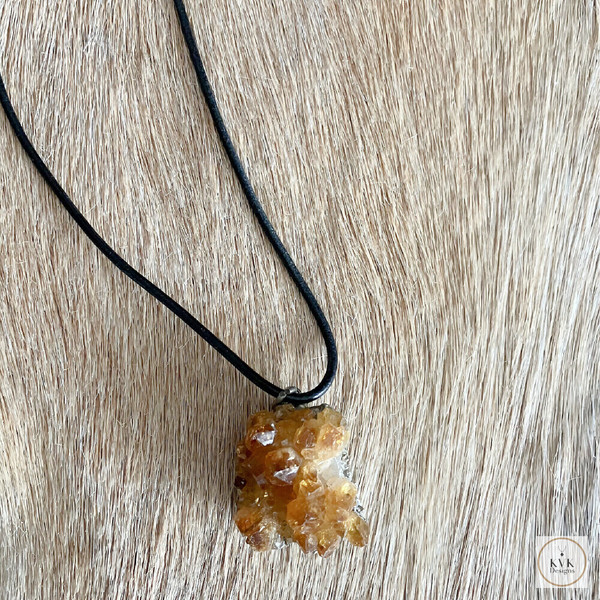 Natural Citrine Gemstone Pendant - Handcrafted with Raw Citrine Crystal, Genuine Citrine Jewelry