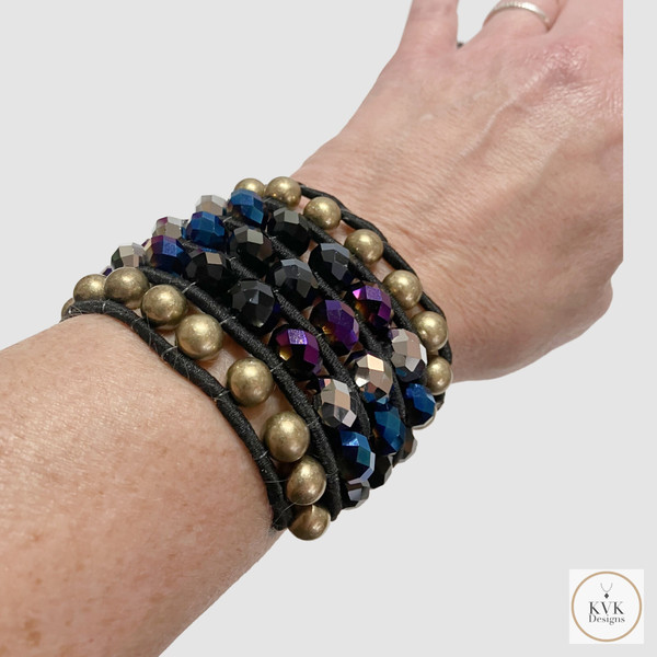 Vintage Crystal Beaded Cuff Bracelet - Elegant Stretch Jewelry