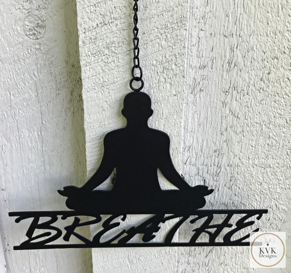 BREATHE Inhale Exhale Metal Sign, Yoga Studio Decor, Inspirational Wall Art