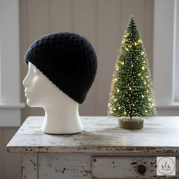 Cozy Black Wool Beanie Hat