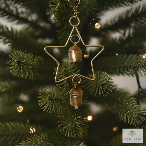 Christmas Star Bells Chime - Rustic Holiday Decoration