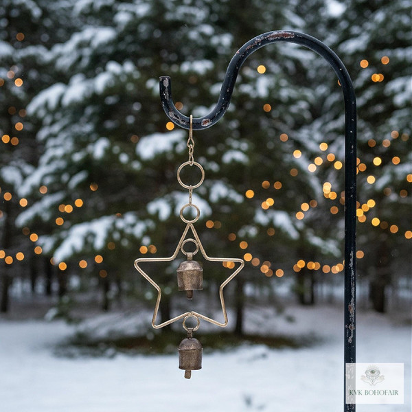 Christmas Star Bells Chime - Rustic Holiday Decoration
